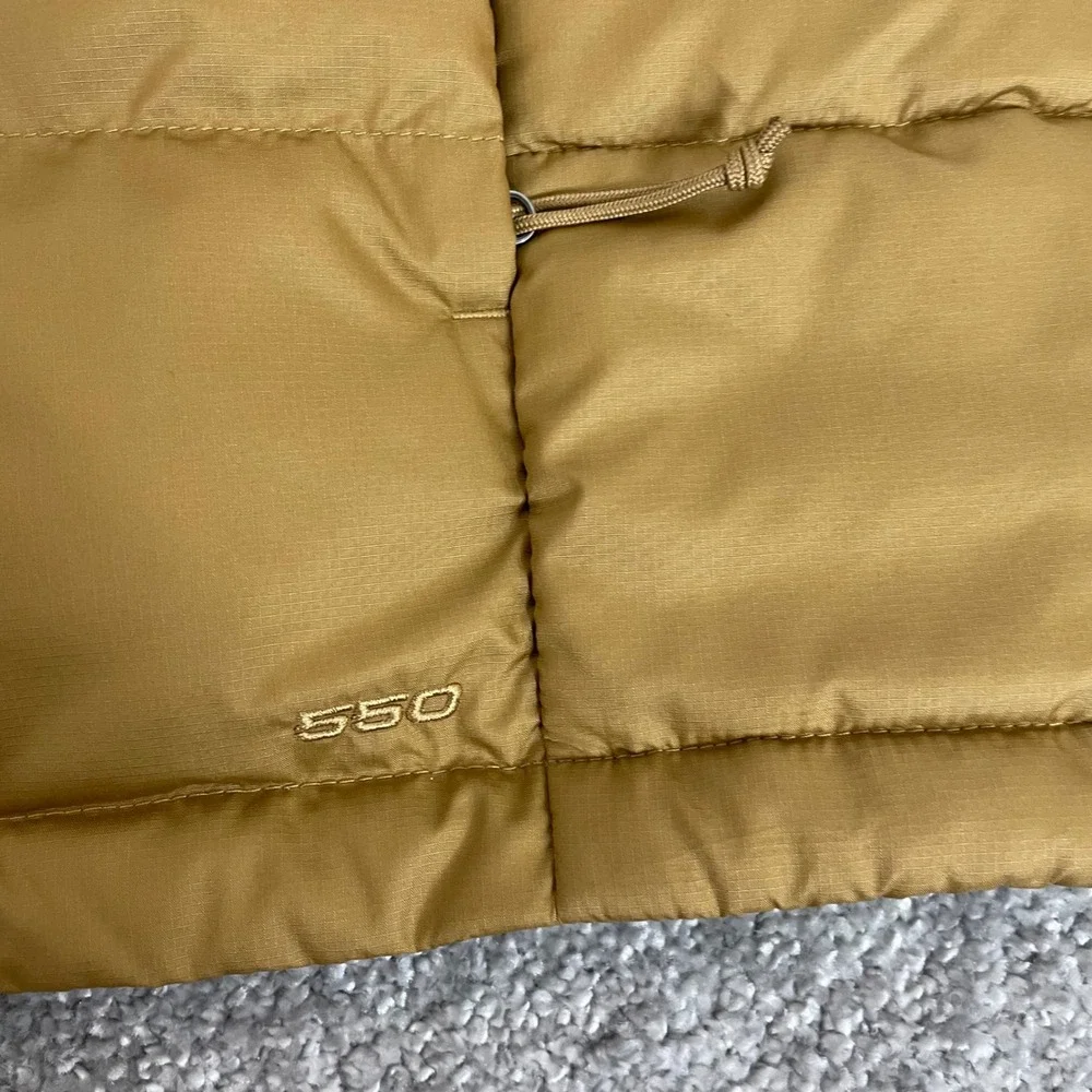 North Face 550 Down Puffer Vest Mens Large Quilted Insulated Tan Gold